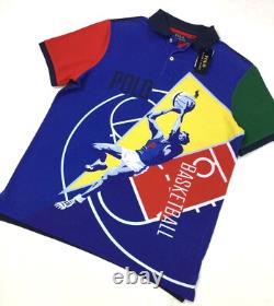 Polo Ralph Lauren Men Color-Block Classic Fit Basketball Graphic Mesh Polo Shirt