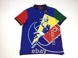 Polo Ralph Lauren Men Color-Block Classic Fit Basketball Graphic Mesh Polo Shirt