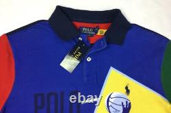 Polo Ralph Lauren Men Color-Block Classic Fit Basketball Graphic Mesh Polo Shirt