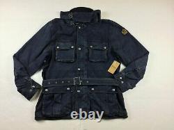 Polo Ralph Lauren Men Hooded Military Naval Indigo Denim Jean Combat Jacket L XL