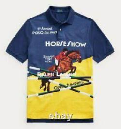 Polo Ralph Lauren Men Horseshow Graphic Short Sleeve Polo Shirt Navy NWT FreeShi