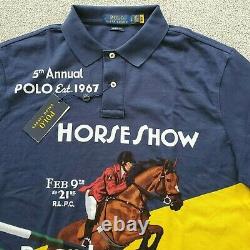 Polo Ralph Lauren Men Vintage Poster Graphic Equestrian Horse Polo Shirt L New