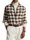 Polo Ralph Lauren Men's Checked Button-front Shirt Medium Winter Cream Brown