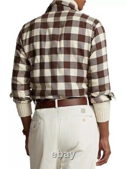 Polo Ralph Lauren Men's Checked Button-Front Shirt Medium Winter Cream Brown