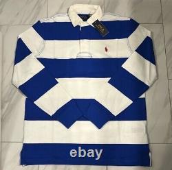 Polo Ralph Lauren Men's Classic Fit Rugby Long Sleeve Polo Shirt Blue White New