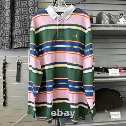 Polo Ralph Lauren Men's Classic Fit Rugby Long Sleeve Polo Shirt Pink Green $168