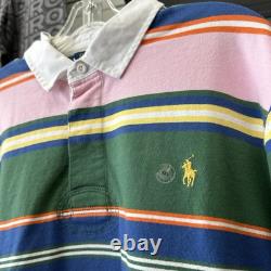Polo Ralph Lauren Men's Classic Fit Rugby Long Sleeve Polo Shirt Pink Green $168