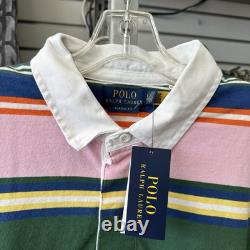 Polo Ralph Lauren Men's Classic Fit Rugby Long Sleeve Polo Shirt Pink Green $168