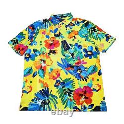 Polo Ralph Lauren Men's Classic Fit Yellow Tropical Floral Mesh Polo Shirt New