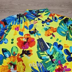 Polo Ralph Lauren Men's Classic Fit Yellow Tropical Floral Mesh Polo Shirt New