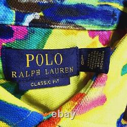 Polo Ralph Lauren Men's Classic Fit Yellow Tropical Floral Mesh Polo Shirt New