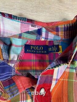 Polo Ralph Lauren Men's Classic Madras Patchwork Long Sleeve Pearl Snap Shirt