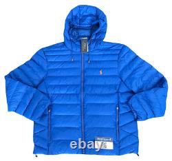 Polo Ralph Lauren Men's Down Full Zip Packable Hood Jacket Blue Size M NWT