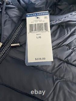 Polo Ralph Lauren Men's Down Full Zip Packable Hood Jacket Navy Size L NWT