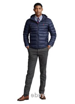 Polo Ralph Lauren Men's Down Full Zip Packable Hood Jacket Navy Size M NWT