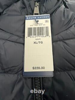 Polo Ralph Lauren Men's Down Full Zip Packable Hood Jacket Navy Size XL NWT