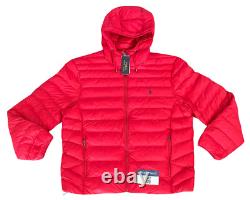 Polo Ralph Lauren Men's Down Full Zip Packable Hood Jacket Red Size 2XL NWT