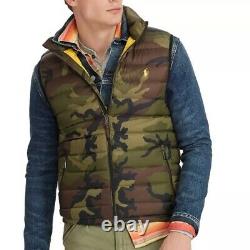 Polo Ralph Lauren Men's Down Pony Full Zip Packable Vest Green Camo Sz L NWT