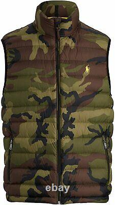 Polo Ralph Lauren Men's Down Pony Full Zip Packable Vest Green Camo Sz L NWT