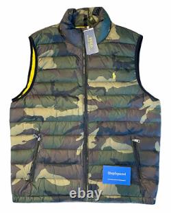 Polo Ralph Lauren Men's Down Pony Full Zip Packable Vest Green Camo Sz L NWT