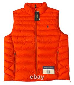 Polo Ralph Lauren Men's Down Pony Full Zip Packable Vest Orange Sz L New $188
