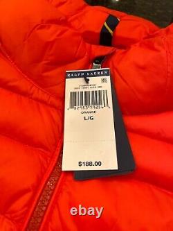 Polo Ralph Lauren Men's Down Pony Full Zip Packable Vest Orange Sz L New $188