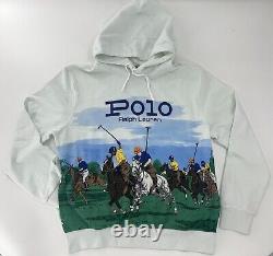 Polo Ralph Lauren Men's Fleece Graphic Hoodie Sweatshirt Horse Race NWT FreeShip