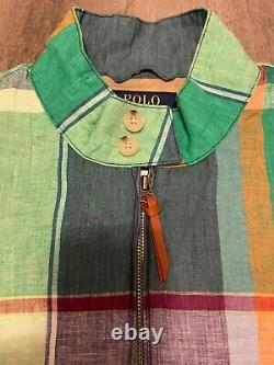 Polo Ralph Lauren Men's Jacket Green Color Blocks Plaid Linen Size L Nwt