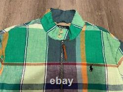 Polo Ralph Lauren Men's Jacket Green Color Blocks Plaid Linen Size L Nwt