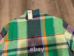 Polo Ralph Lauren Men's Jacket Green Color Blocks Plaid Linen Size L Nwt