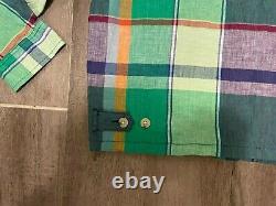 Polo Ralph Lauren Men's Jacket Green Color Blocks Plaid Linen Size L Nwt