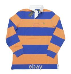 Polo Ralph Lauren Men's Orange/Blue Bold Stripe Classic Fit Rugby Polo Shirt