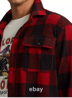 Polo Ralph Lauren Men's Plaid Knit Flannel Button Down Workshirt Red 2XL