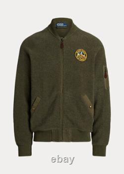 Polo Ralph Lauren Men's SERVICE GREEN HEATHER Fleece Bomber Jacket US L