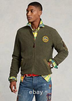 Polo Ralph Lauren Men's SERVICE GREEN HEATHER Fleece Bomber Jacket US L