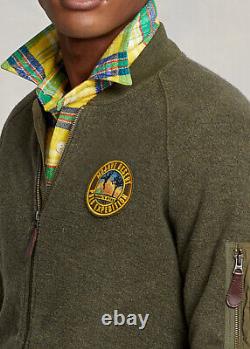 Polo Ralph Lauren Men's SERVICE GREEN HEATHER Fleece Bomber Jacket US L