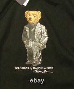 Polo Ralph Lauren Men's SZ M Black Suit Polo Bear Fleece Pullover Hoodie