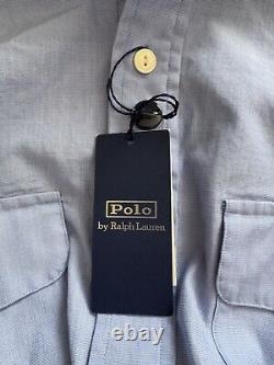 Polo Ralph Lauren Men's Small Classic Fit Half-Button Dobby Shirt Light Blue NEW