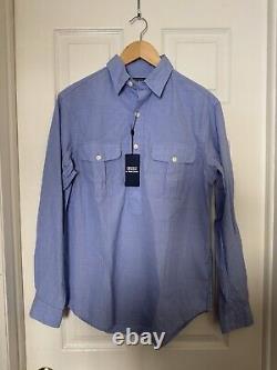 Polo Ralph Lauren Men's Small Classic Fit Half-Button Dobby Shirt Light Blue NEW