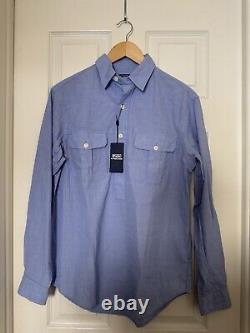 Polo Ralph Lauren Men's Small Classic Fit Half-Button Dobby Shirt Light Blue NEW