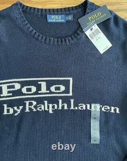 Polo Ralph Lauren Men's Spellout Logo Crew Neck Sweater, Size XL, Navy, NWT