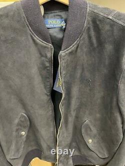 Polo Ralph Lauren Men's Suede Bomber Jacket Collection Navy Size XL