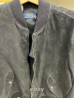 Polo Ralph Lauren Men's Suede Bomber Jacket Collection Navy Size XL