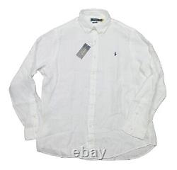 Polo Ralph Lauren Men's White Linen Classic Fit Long Sleeve Button Down Shirt