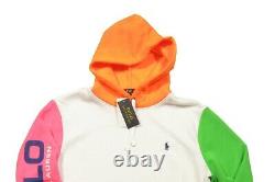 Polo Ralph Lauren Men's White Multi Colorblock Fleece Pullover Hoodie