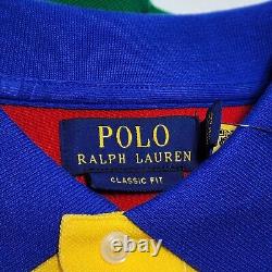 Polo Ralph Lauren Mens Beach Volleyball Color Blocked Mesh Graphic Polo Shirt