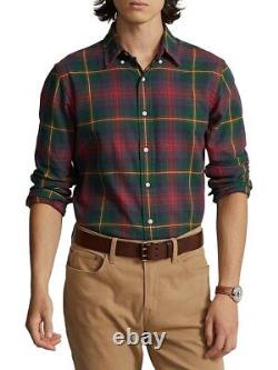 Polo Ralph Lauren Mens Button Down Plaid Sueded Flannel Shirt Green Red XL