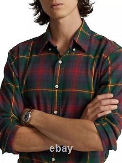 Polo Ralph Lauren Mens Button Down Plaid Sueded Flannel Shirt Green Red XL