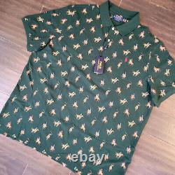 Polo Ralph Lauren Mens Green All Over Pony Race Mesh Knit Polo Shirt XXL/ 2XL