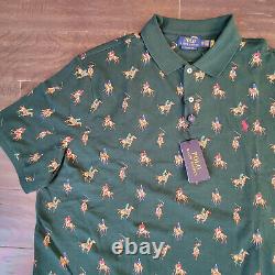 Polo Ralph Lauren Mens Green All Over Pony Race Mesh Knit Polo Shirt XXL/ 2XL